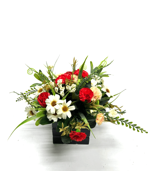 Artificial Flower arrangement in a wooden pot AAA629