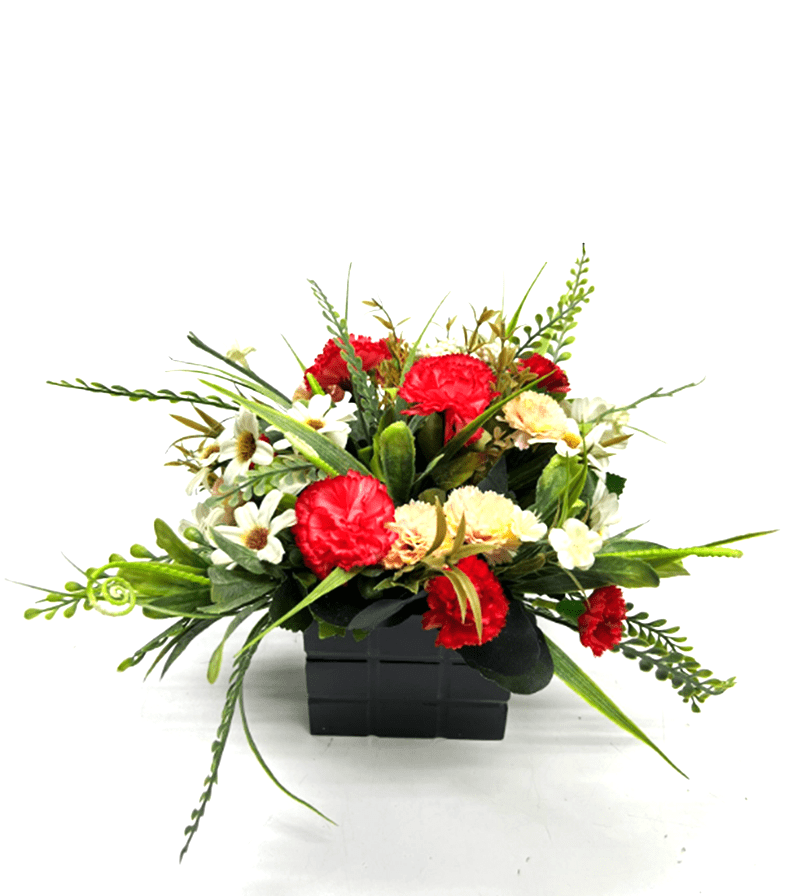 Artificial Flower arrangement in a wooden pot AAA629