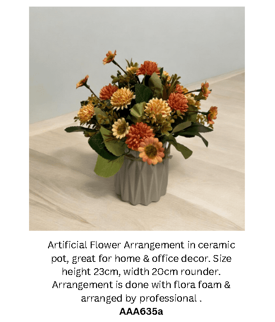 Artificial Flower Arrangement in ceramic pot, home decor, events, garden, plants AAA635a