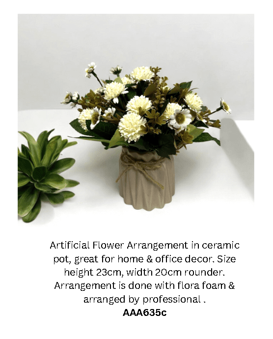 Artificial Flower Arrangement in ceramic pot, home decor, events, garden, plants AAA635c