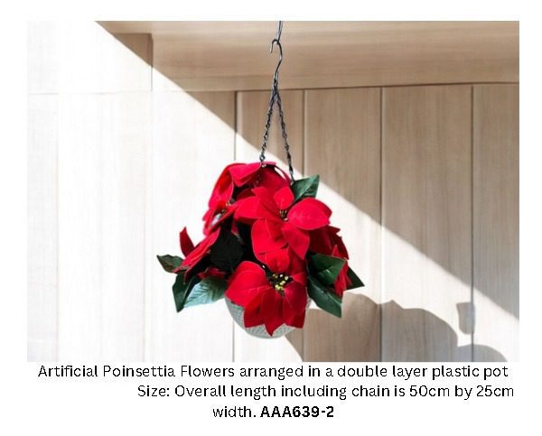 Hanging Flower Arrangement Poinsettia, home decor, events AAA639-2