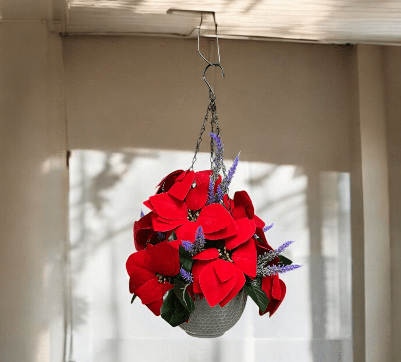 Hanging Flower Arrangement Poinsettia, home decor, events AAA639-3