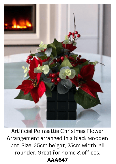 Christmas Flower Arrangement Poinsettia, home decor, office, events AAA647