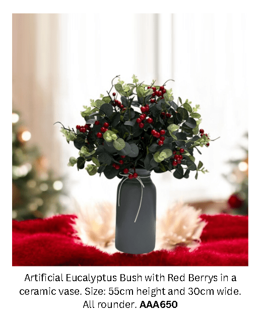 Artificial Flower Arrangement, Christmas, Berrys, home decor, gardens, events AAA650