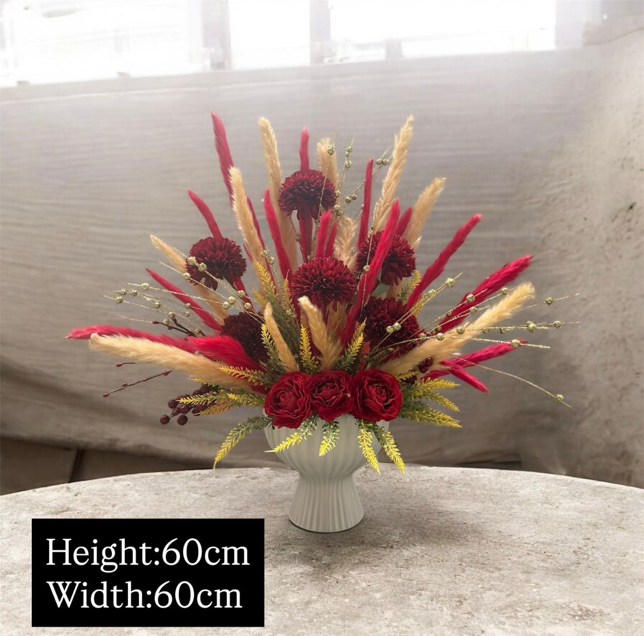 60cm Luxurious Red & Gold  Floral Arrangement AAA924