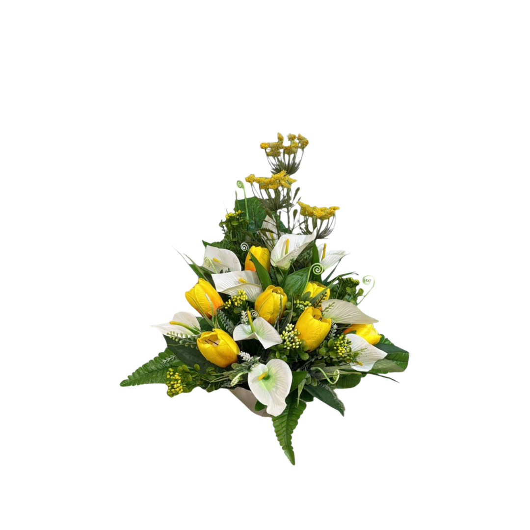 48cm Artificial Floral Arrangement Elegant Yellow & White 48cm AAA926