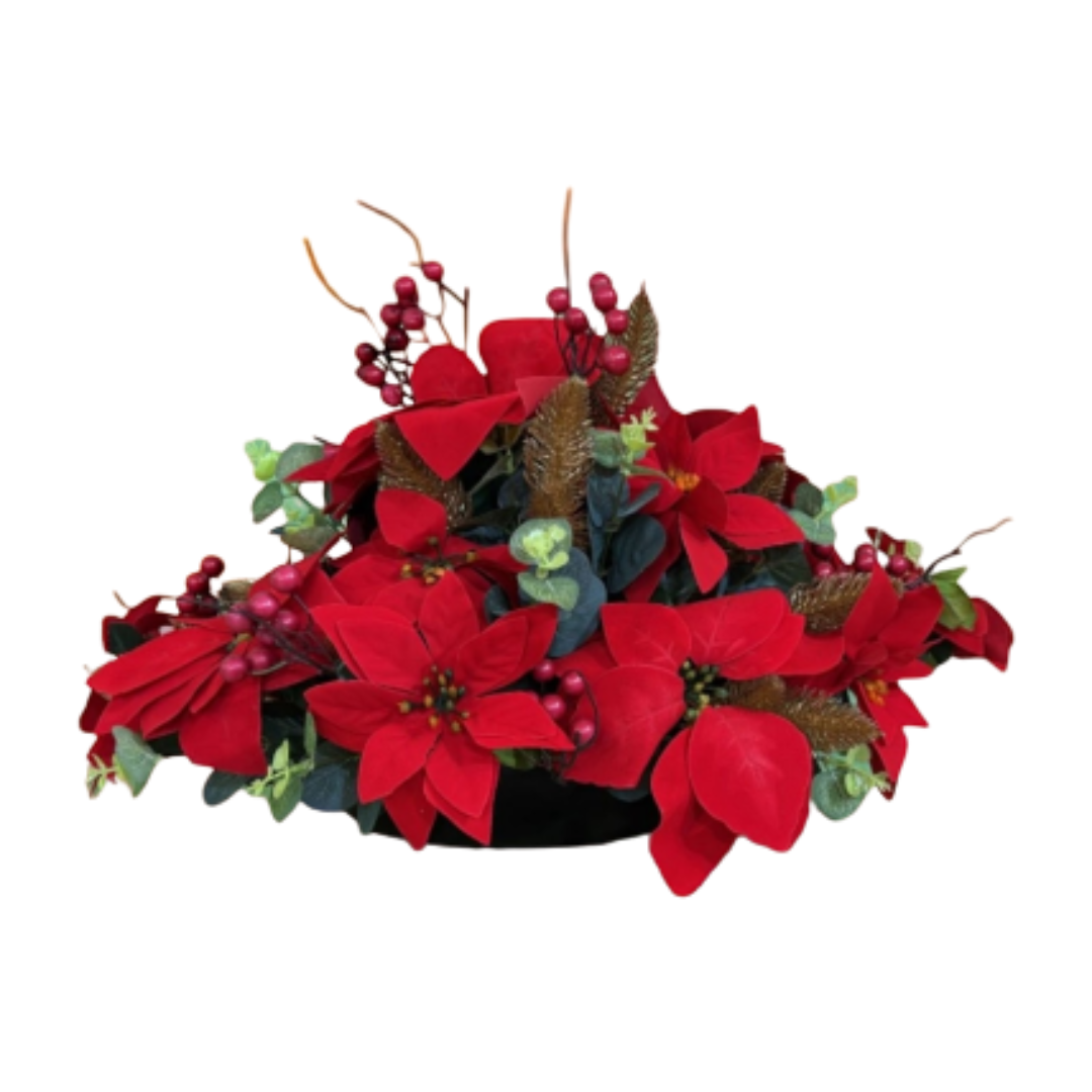 30cm Artificial Poinsettia Floral Arrangement Christmas (60 × 30 × 30 cm) AAA937