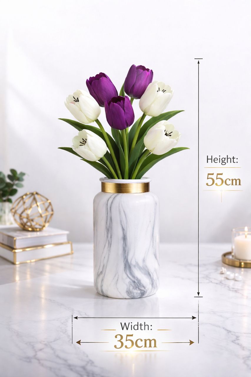 Elegant Tulip Artificial Flower Arrangement AAA954-1 Pur/Ylw