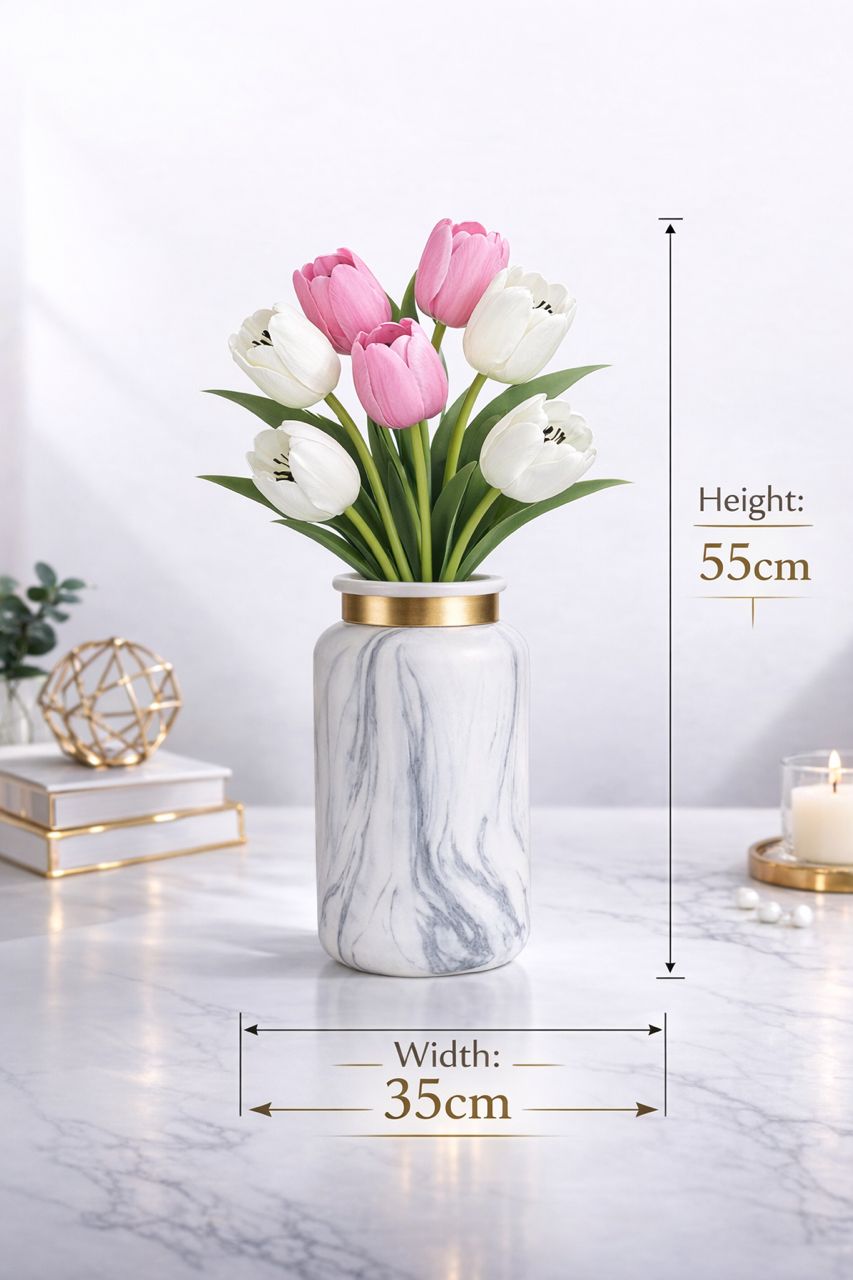 Elegant Tulip Artificial Flower Arrangement AAA954-1 Pur/Ylw