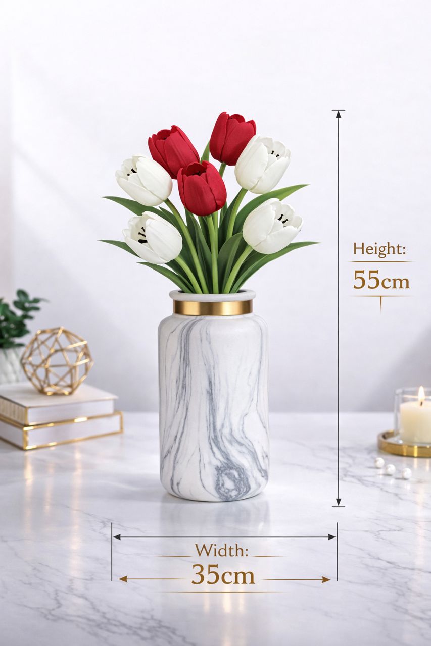 Elegant Tulip Artificial Flower Arrangement AAA954-1 Pur/Ylw