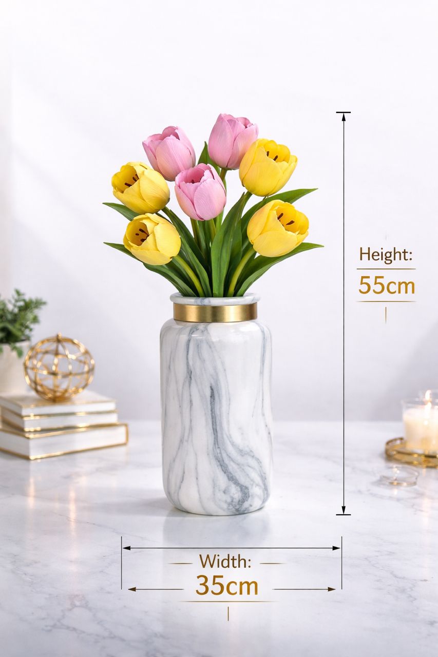 Elegant Tulip Artificial Flower Arrangement AAA954-1 Pur/Ylw