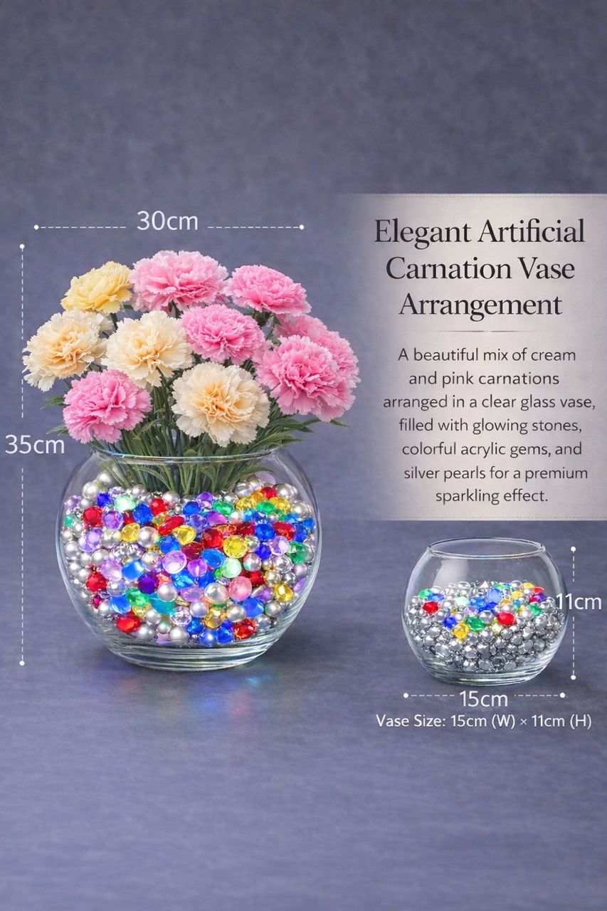 35cm Elegant Flower Artificial Carnation Vase Arrangement AAA955