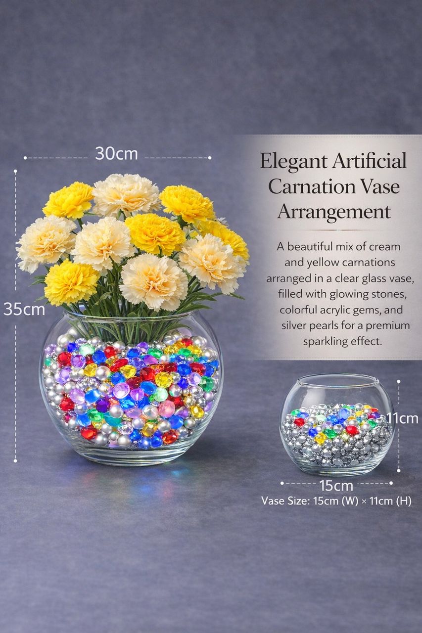 35cm Elegant Flower Artificial Carnation Vase Arrangement AAA955