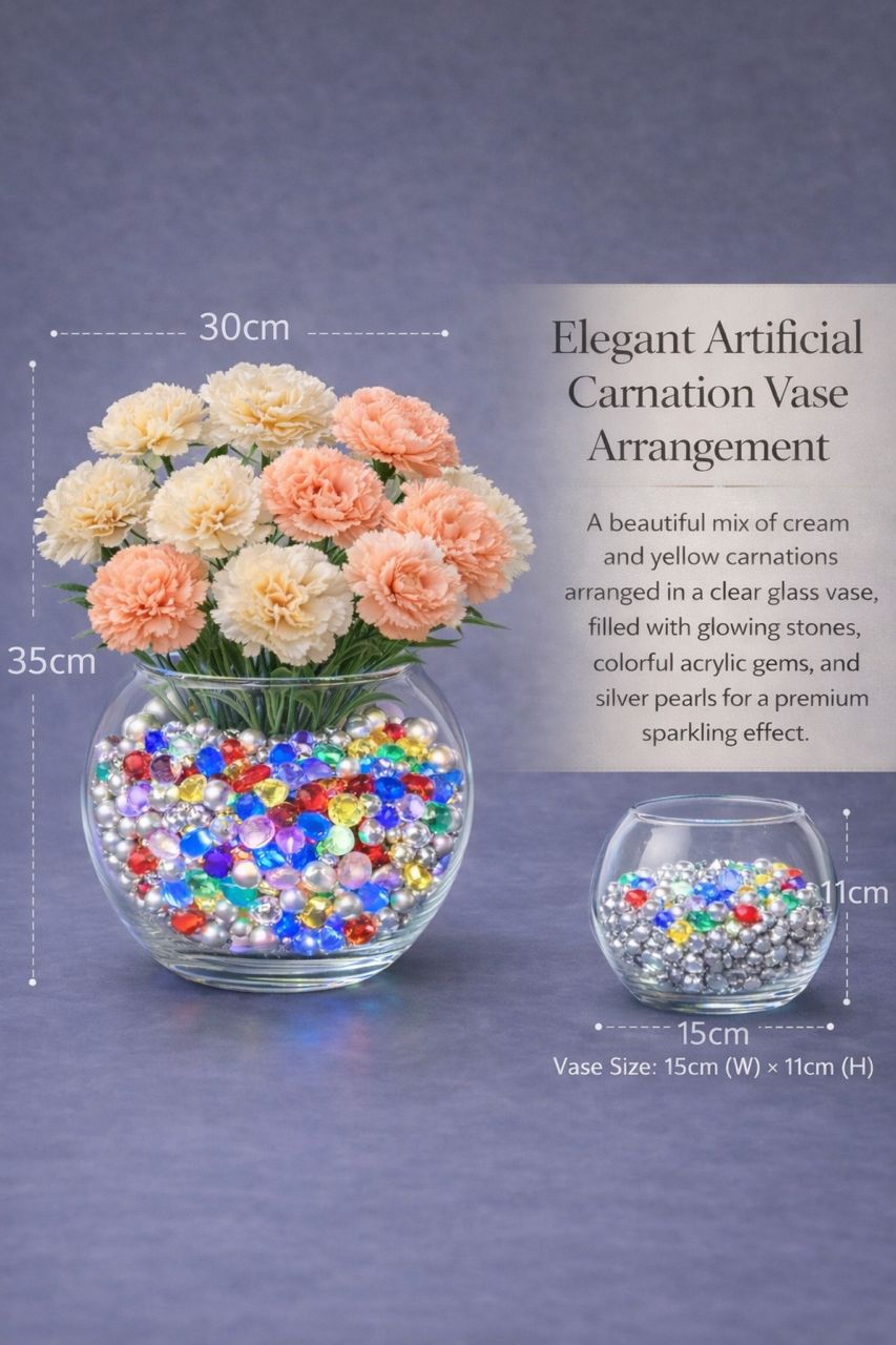35cm Elegant Flower Artificial Carnation Vase Arrangement AAA955