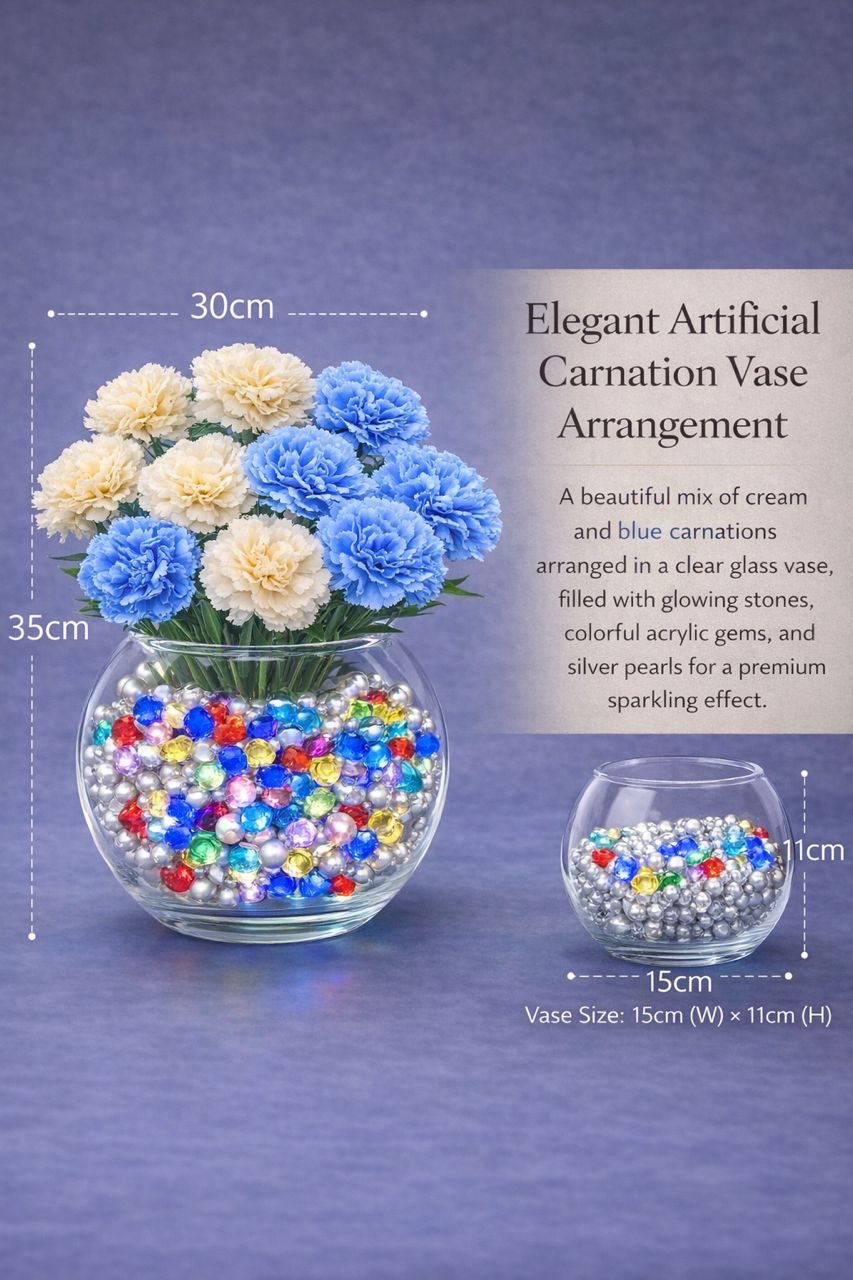35cm Elegant Flower Artificial Carnation Vase Arrangement AAA955
