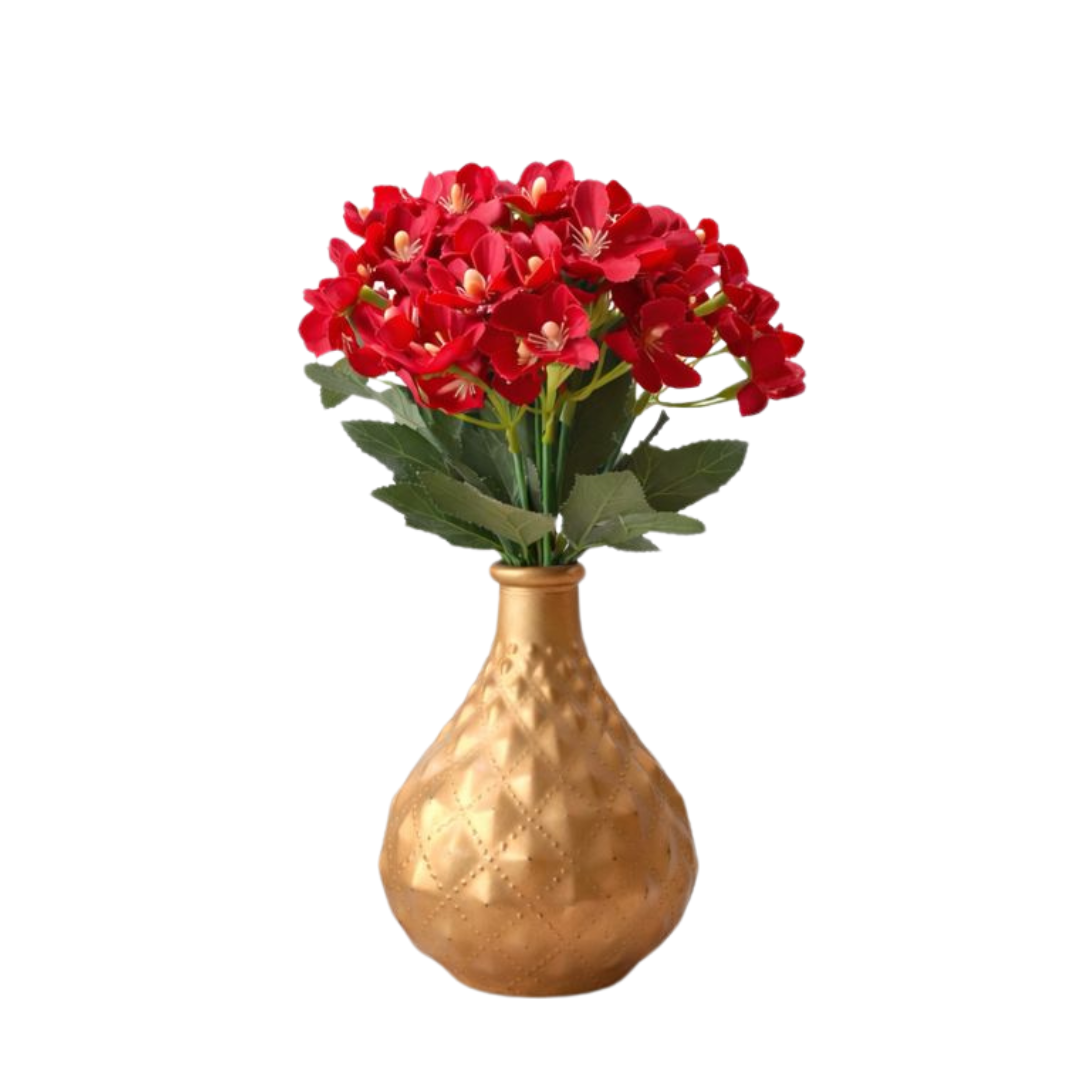 28cm Flower arrangement in a Gold textured vase, home decor, garden, events