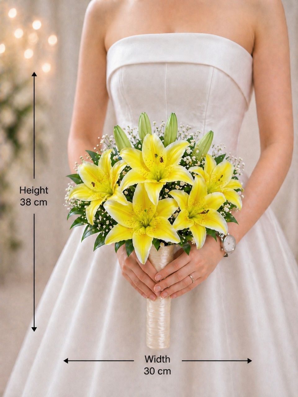 Elegant Hand Bouquet Artificial Lily Flower, Wedding, Photoshoot, Special Occasions AAA969