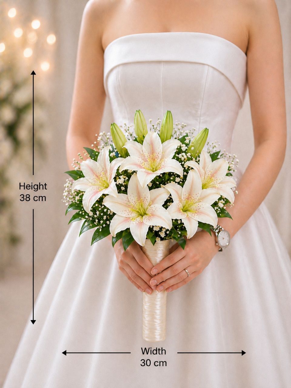 Elegant Hand Bouquet Artificial Lily Flower, Wedding, Photoshoot, Special Occasions AAA969