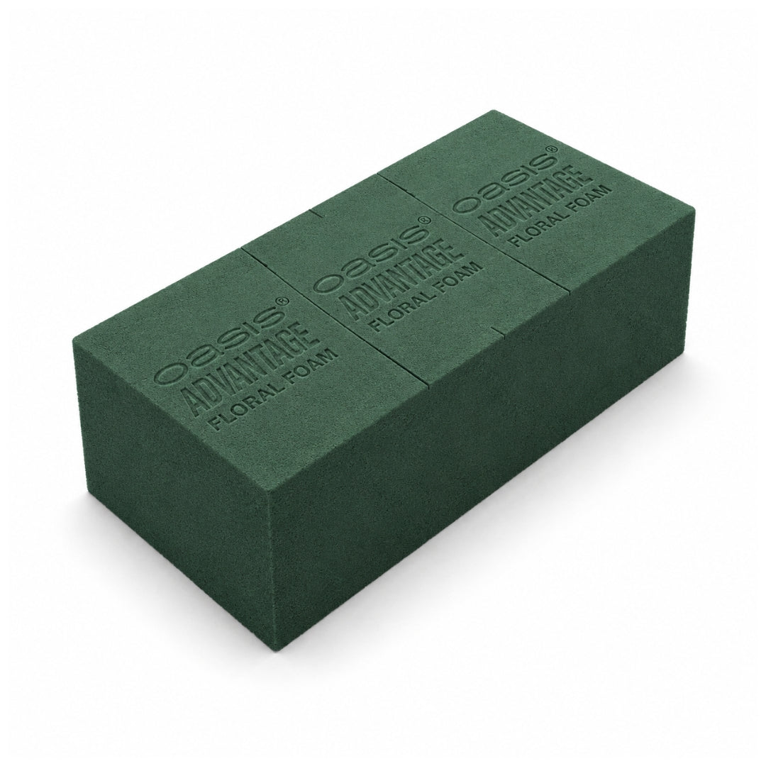 Oasis Advantage green floral foam blocks for fresh flower arrangements on white background.