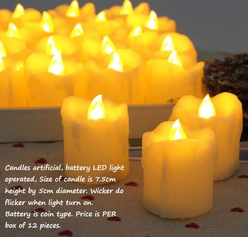 Alton Flowers flickering flameless smokeless candles on a living room dining table for elegant home decoration.