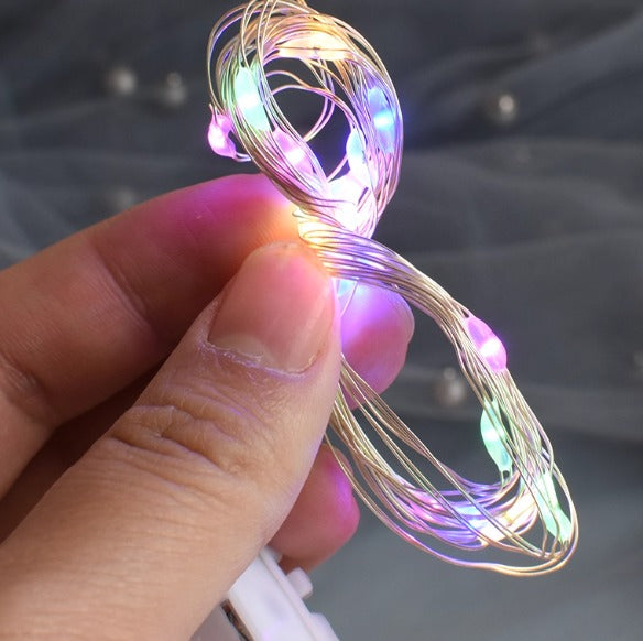 Battery-operated LED fairy lights for bouquets and decorations, 2m length with 20 warm white and multicolor bulbs by Alton Flowers