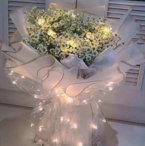 Alton Flowers LED fairy lights for bouquets and decorations, 2m length, 20 warm white and multi-color bulbs, battery operated.
