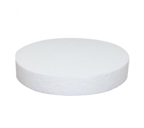 White Styrofoam round for wedding boxes and plates, by Alton Flowers N Gifts, shown with a smooth, circular surface for crafts or displays.