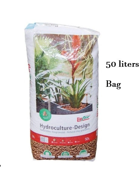 A 50-liter bag of Alton Flowers Hydrogran Leca Hydro Clay hydroponic pebbles, lightweight expanded clay aggregates for gardening.