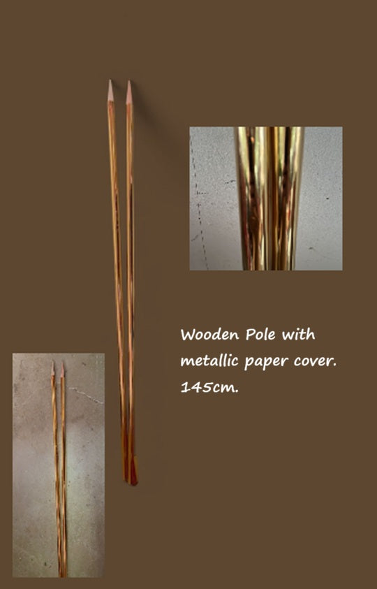 Wooden Metallic Paper covered Pole for Bunga Mangar, natural, wedding, accessories, events Aacc293-3-WMP x2pcs