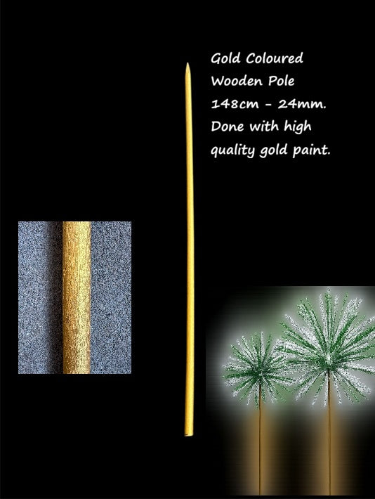 Wooden Pole painted with High Quality Gold Paint for Bunga Mangar, natural, wedding, accessories, events Aacc293-3-WMP x2pcs