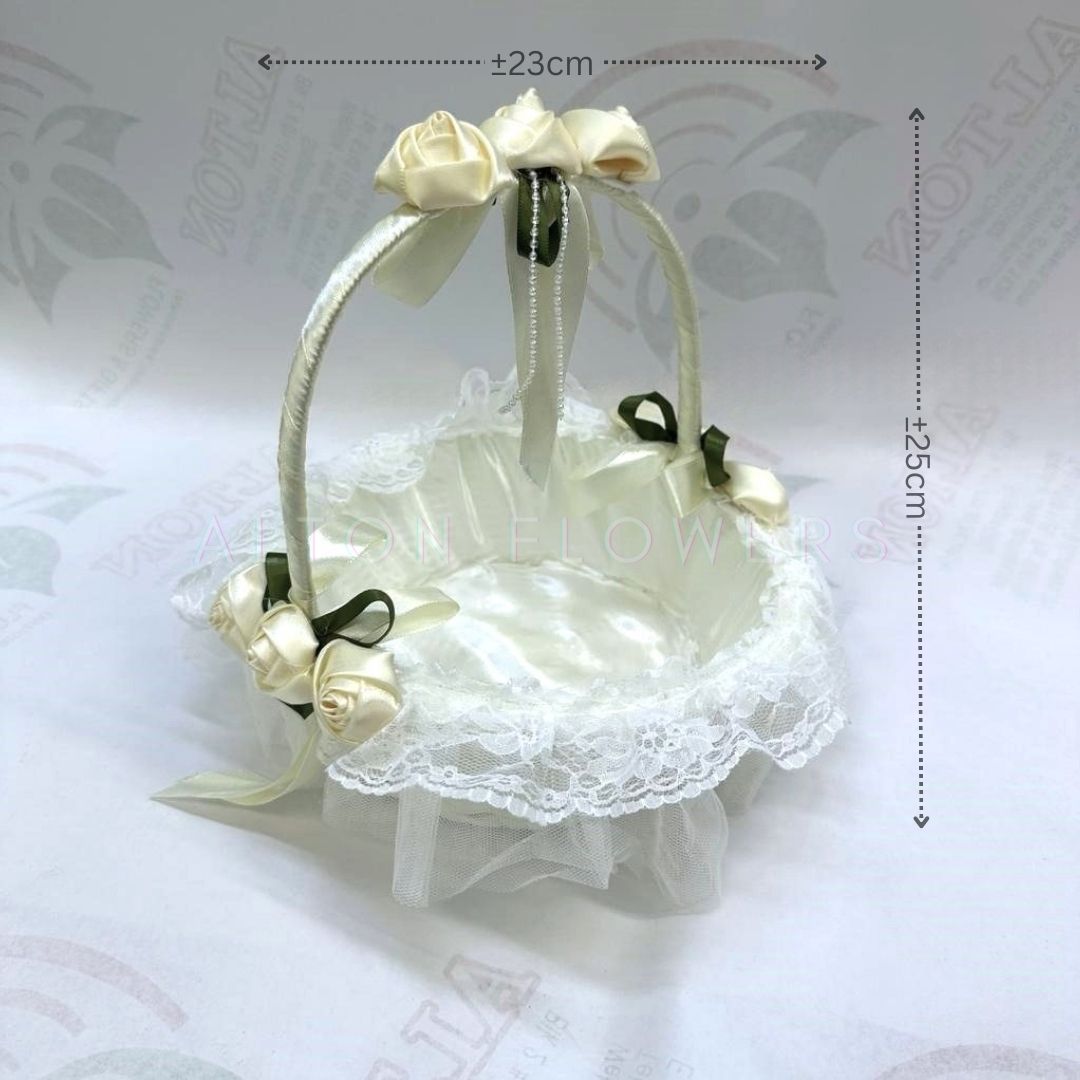 Flower Girl Basket Bridal Portable Handmade Woven Baskets Home Decor for Wedding Party Aacc302