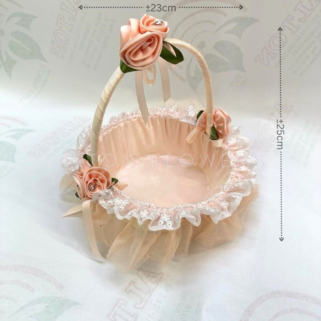 Flower Girl Basket Bridal Portable Handmade Woven Baskets Home Decor for Wedding Party Aacc302