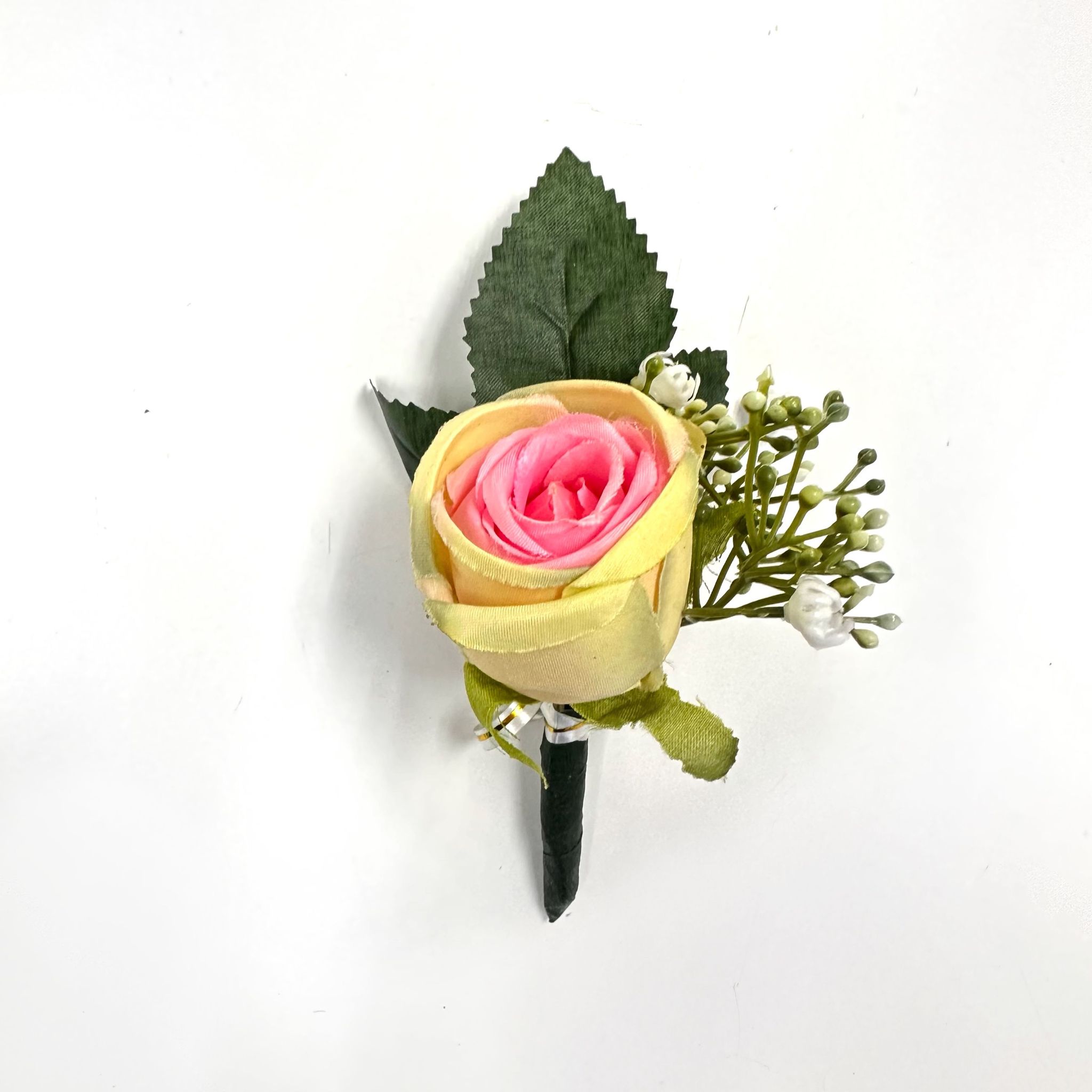 Artificial Rose Boutonniere Corsage Pin On for Wedding Event Aacc309