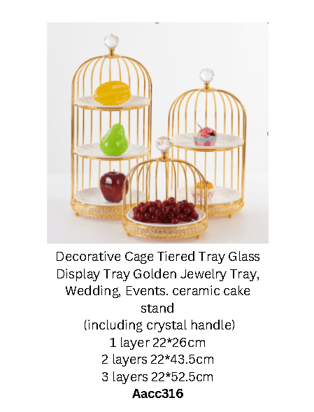 【SG】Decorative Decorative Tiered Tray Glass Display Tray Golden Jewelry Tray, Wedding, Events Aacc316