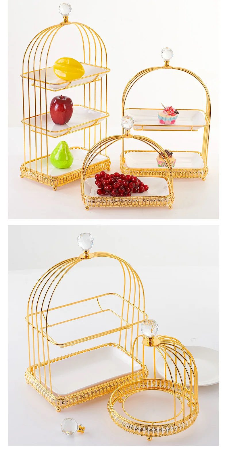 【SG】Decorative Decorative Tiered Tray Glass Display Tray Golden Jewelry Tray, Wedding, Events Aacc317