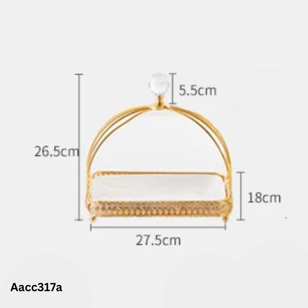 【SG】Decorative Decorative Tiered Tray Glass Display Tray Golden Jewelry Tray, Wedding, Events Aacc317