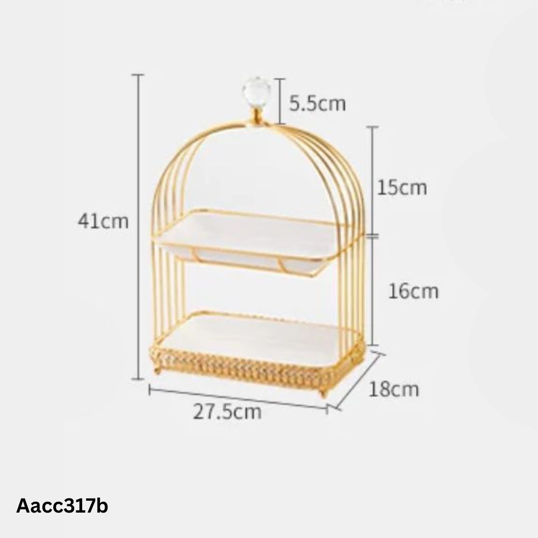 【SG】Decorative Decorative Tiered Tray Glass Display Tray Golden Jewelry Tray, Wedding, Events Aacc317