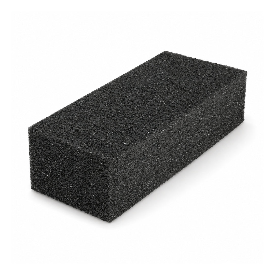 A rectangular black EPE floral foam block for artificial flower arrangements with dimensions showing 23cm length, 10cm width, and 7cm height.