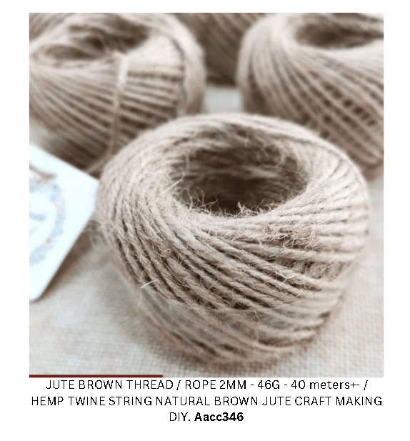 JUTE BROWN THREAD / ROPE 2MM - 46G - 40 meters+- / HEMP TWINE STRING NATURAL BROWN JUTE CRAFT MAKING DIY Aacc346