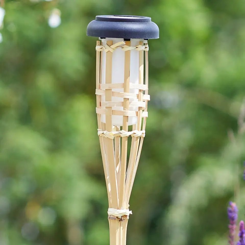 Solar Bamboo Tiki Torch Lights – 90cm & 120cm LED Flickering Flame Aacc347