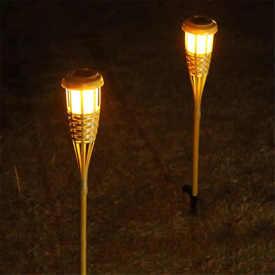 Solar Bamboo Tiki Torch Lights – 90cm & 120cm LED Flickering Flame Aacc347
