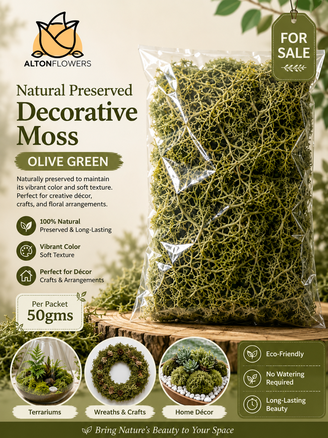 Moss Natural, decoration, home decor, events