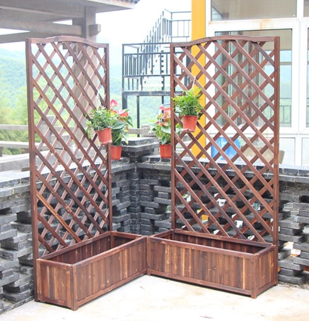 150cm Wooden Garden Trellis with Planter Box – Carbonized Thickened Version (Extra Large) Aacc379