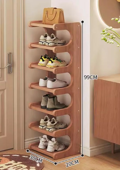 7-Tier Wooden Shoe Rack – Space-Saving Vertical Design (99cm Height) Aacc385