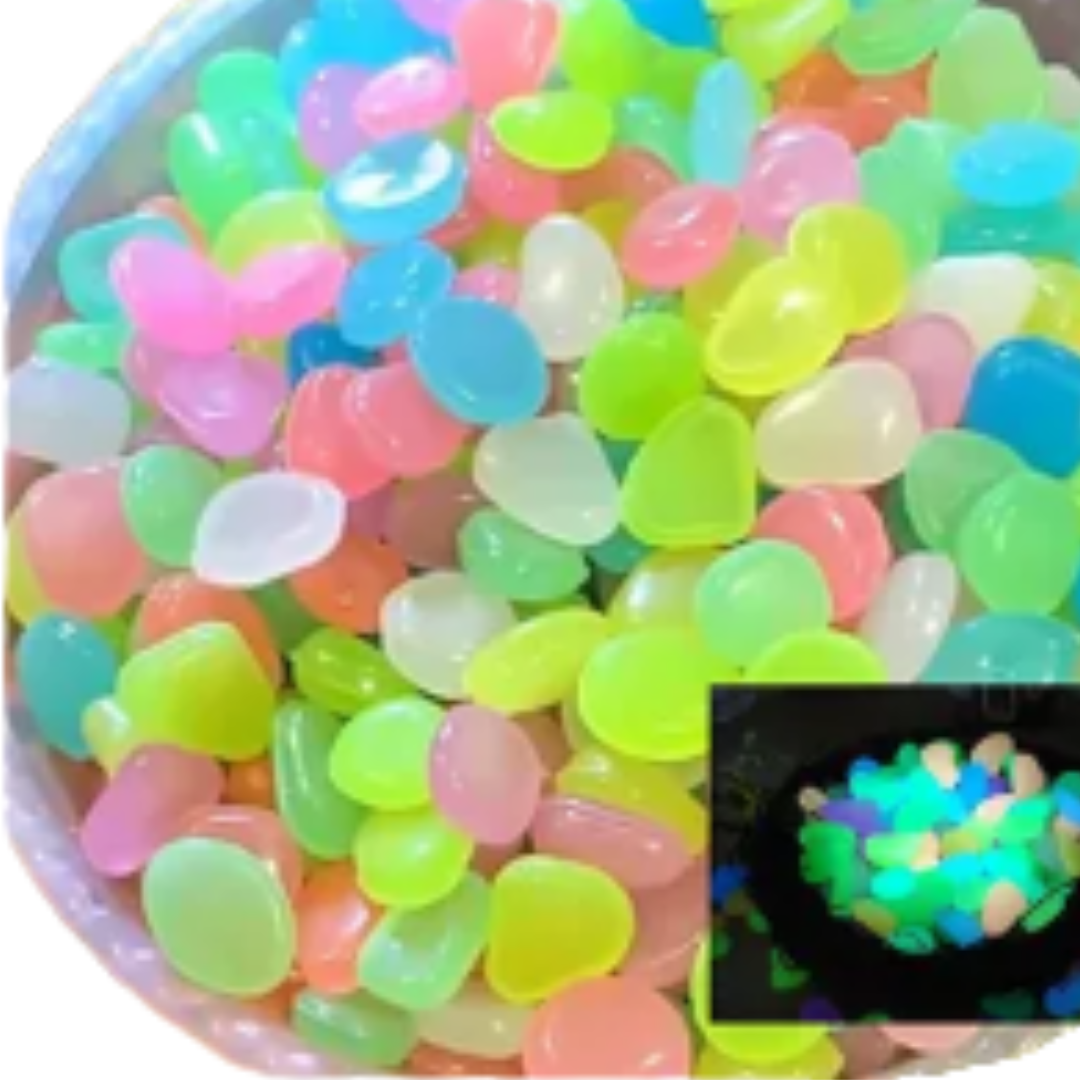 [SG] 100PCS Luminous Glowing Artificial Pebbles Stone Aquarium Fish Tank Decoration Garden Walkway Decor Aacc389