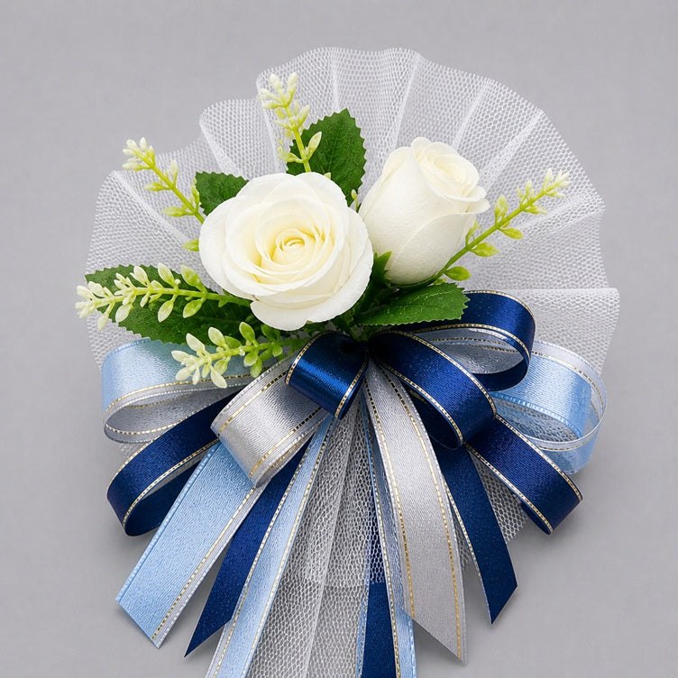 Wedding Car hand crafted Decorations Door Handle Flowers Ribbon Flowers Floral Silk Artificial Bouquet