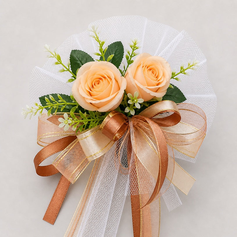 Wedding Car hand crafted Decorations Door Handle Flowers Ribbon Flowers Floral Silk Artificial Bouquet