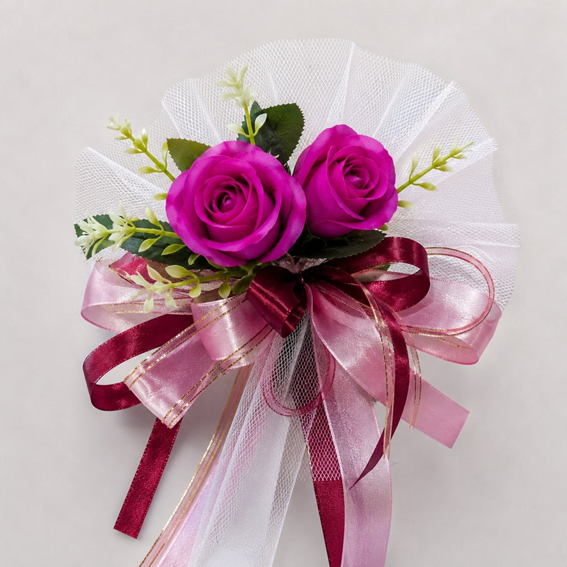 Wedding Car hand crafted Decorations Door Handle Flowers Ribbon Flowers Floral Silk Artificial Bouquet