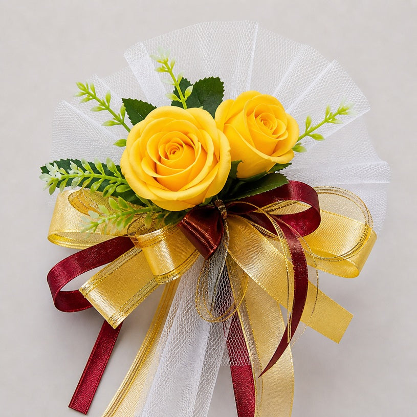 Wedding Car hand crafted Decorations Door Handle Flowers Ribbon Flowers Floral Silk Artificial Bouquet