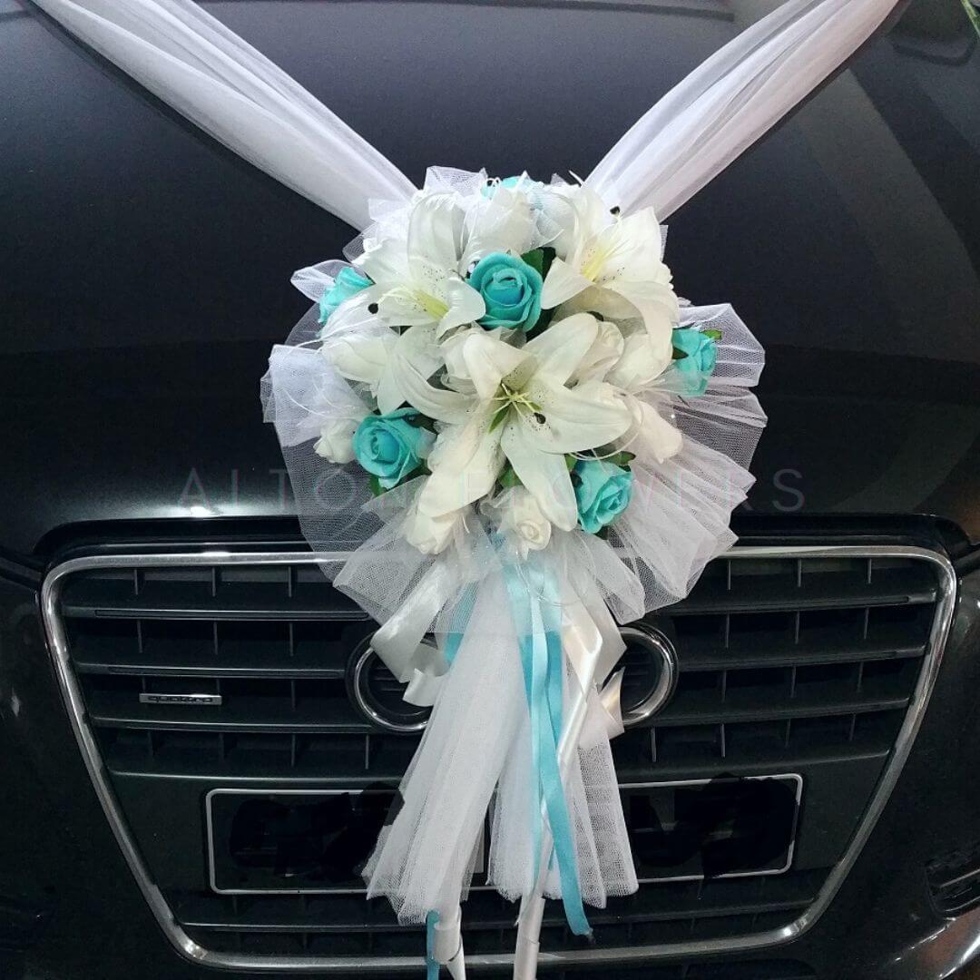 Elegance Wedding Car Flowers – Premium Floral Arrangements with Netting
